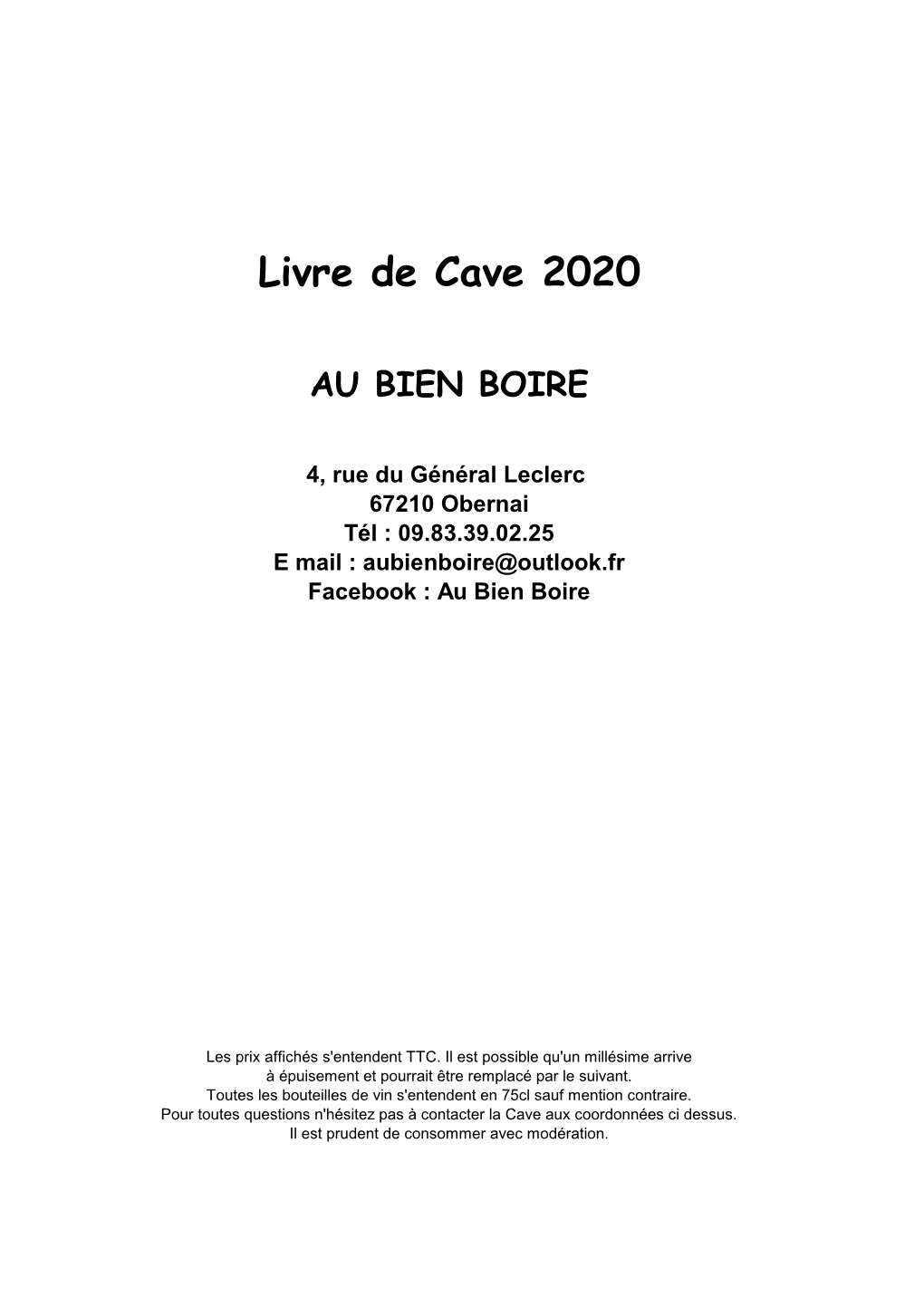 Livre De Cave 2020