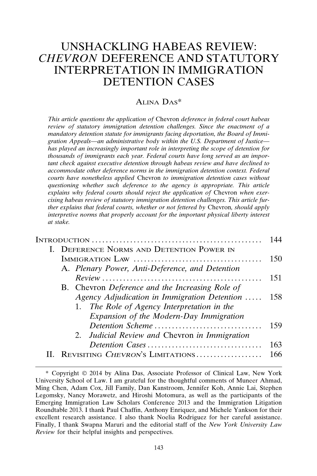 Chevron Deference and Statutory Interpretation in Immigration Detention Cases