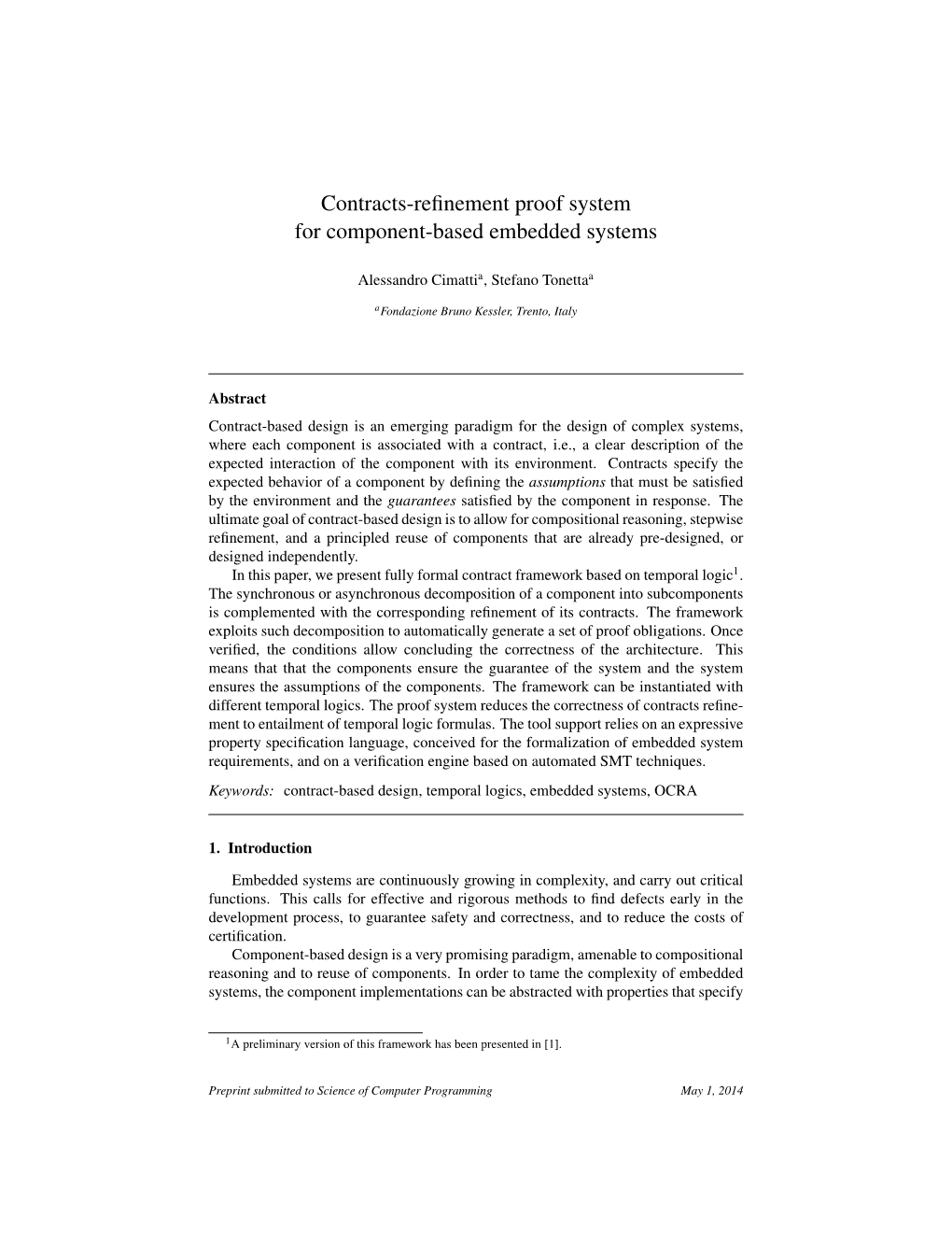 Contracts-Refinement Proof System for Component-Based Embedded Systems