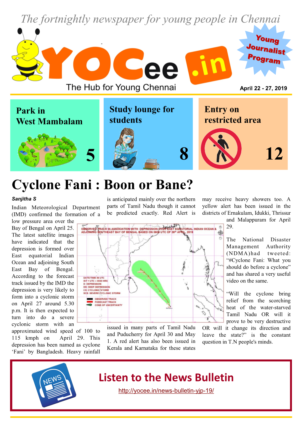 Cyclone Fani : Boon Or Bane? Sanjitha S Is Anticipated Mainly Over the Northern May Receive Heavy Showers Too