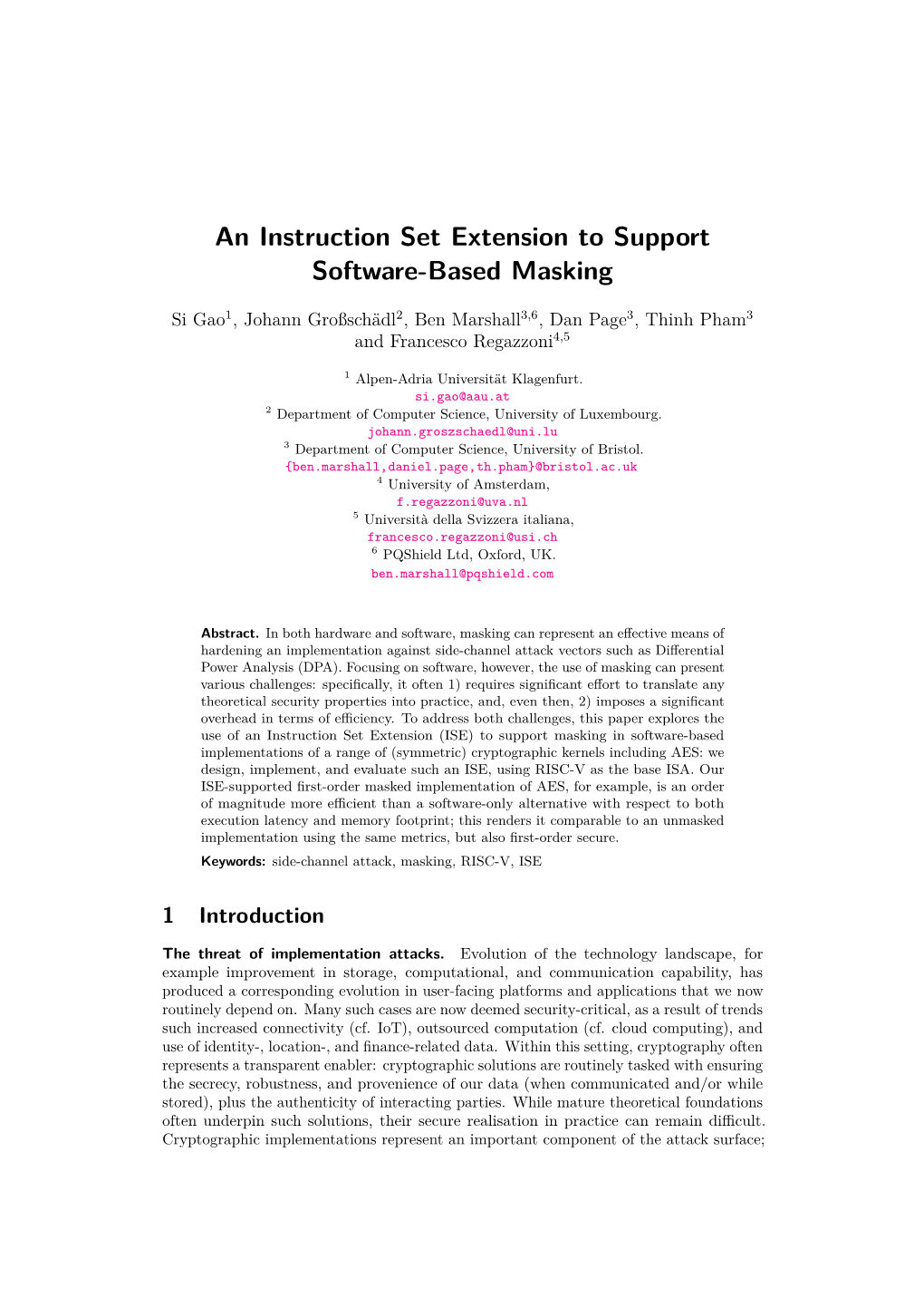 An Instruction Set Extension to Support Software-Based Masking