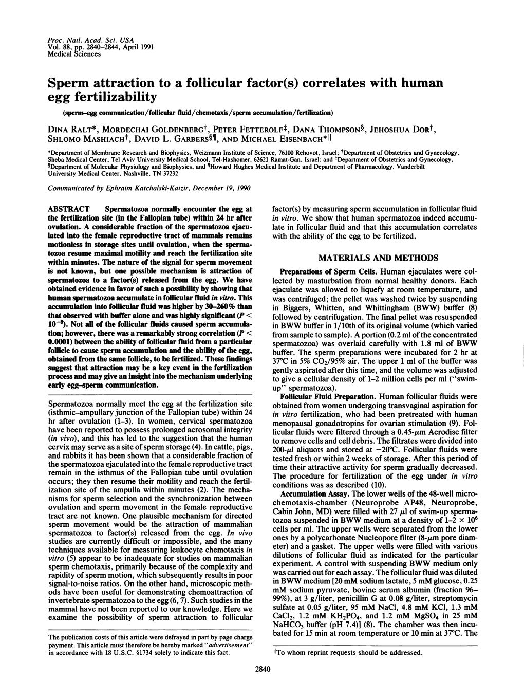 Sperm Attraction to a Follicular Factor(S)