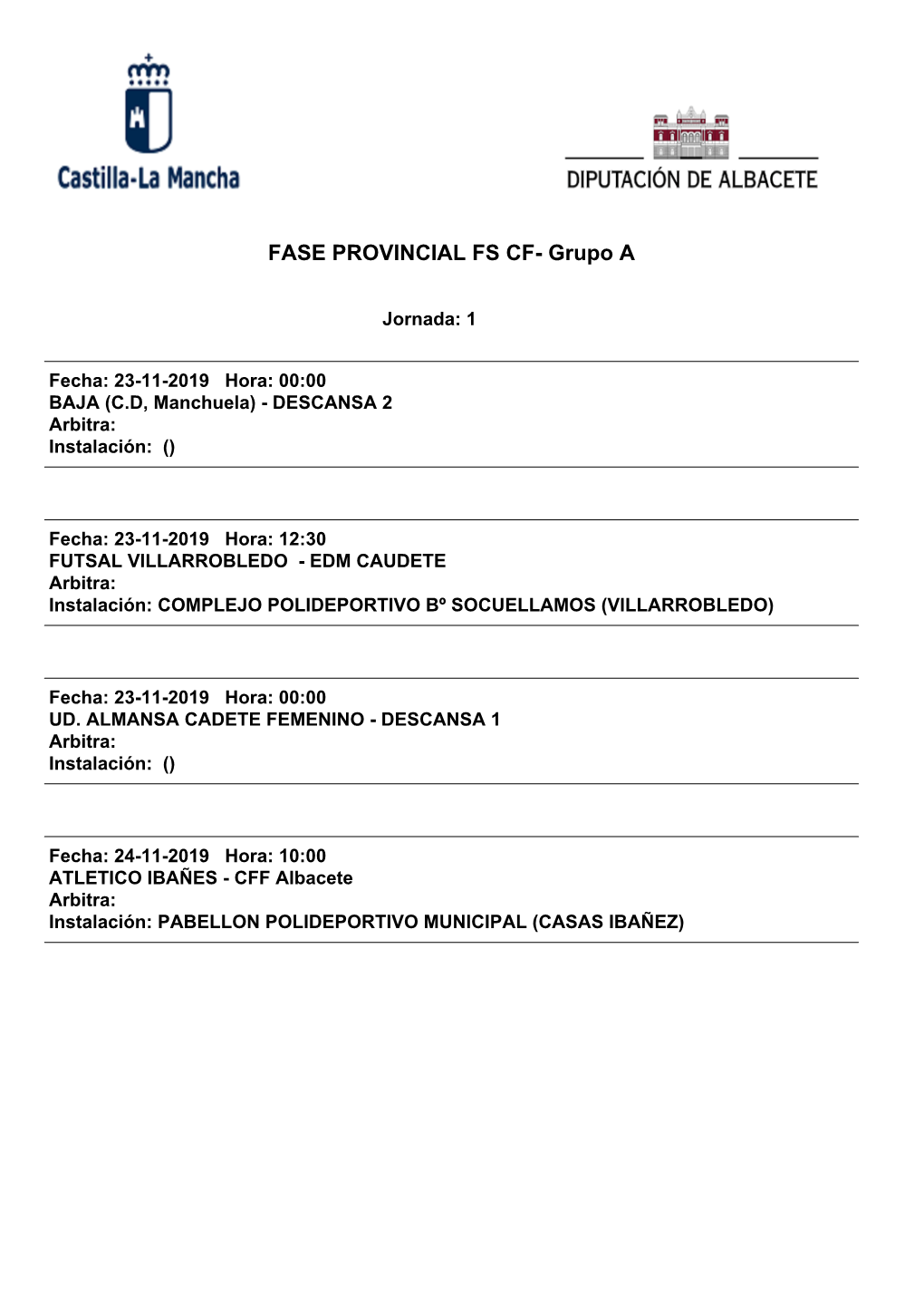 FASE PROVINCIAL FS CF- Grupo A
