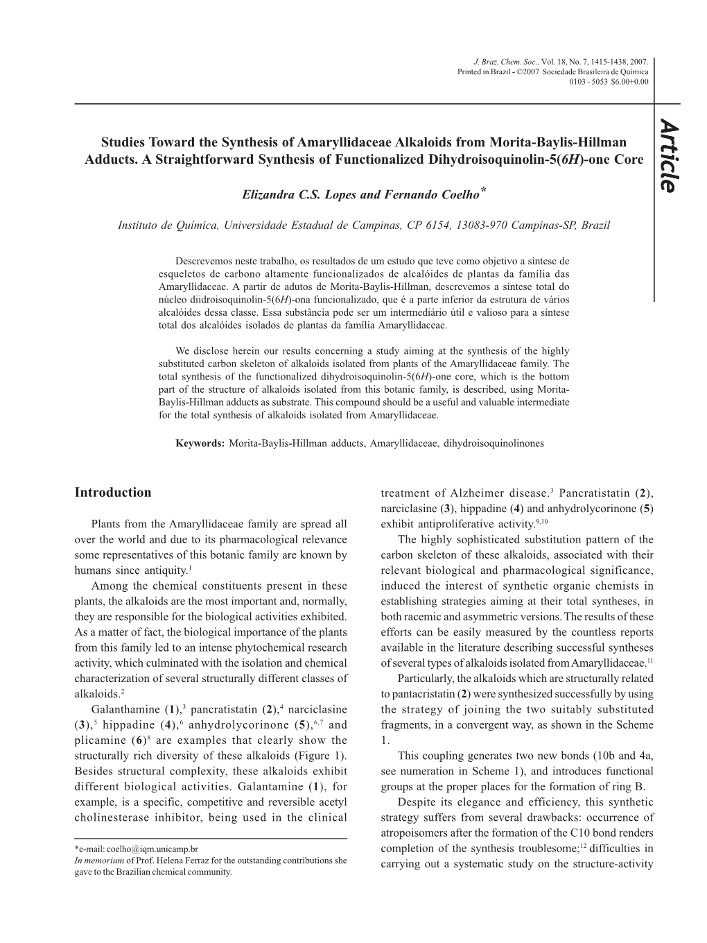 Studies Toward the Synthesis of Amaryllidaceae Alkaloids from Morita-Baylis-Hillman Adducts