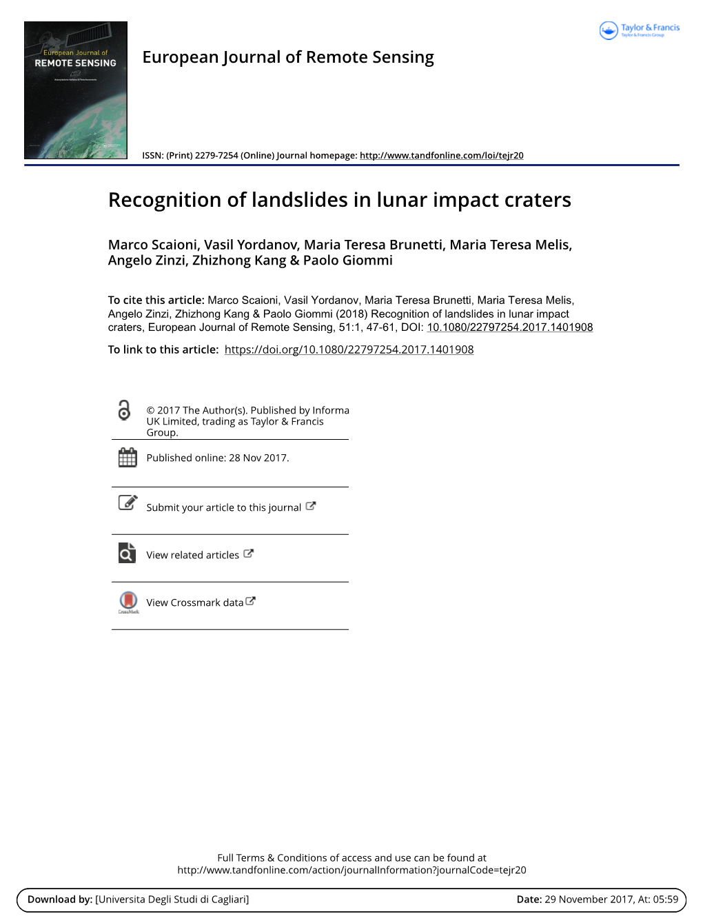 Recognition of Landslides in Lunar Impact Craters