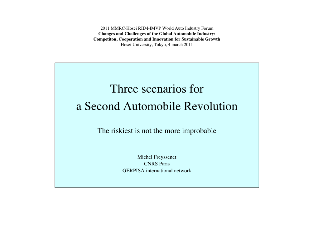Slides Presentation, Three Scenarios for a Second Automobile