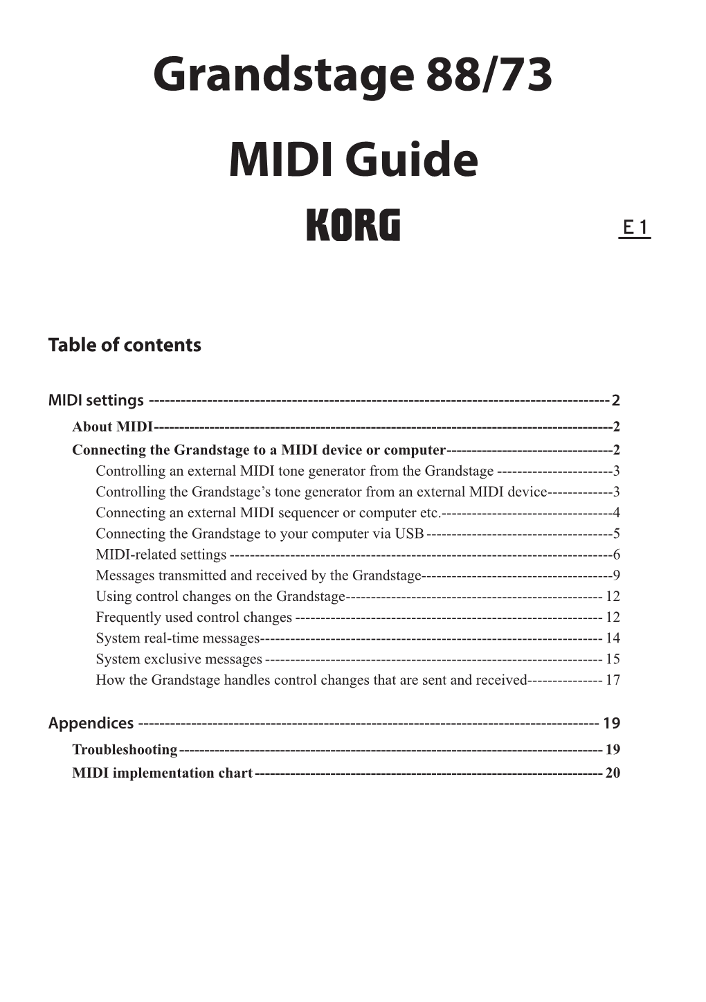 Grandstage 88/73 MIDI Guide