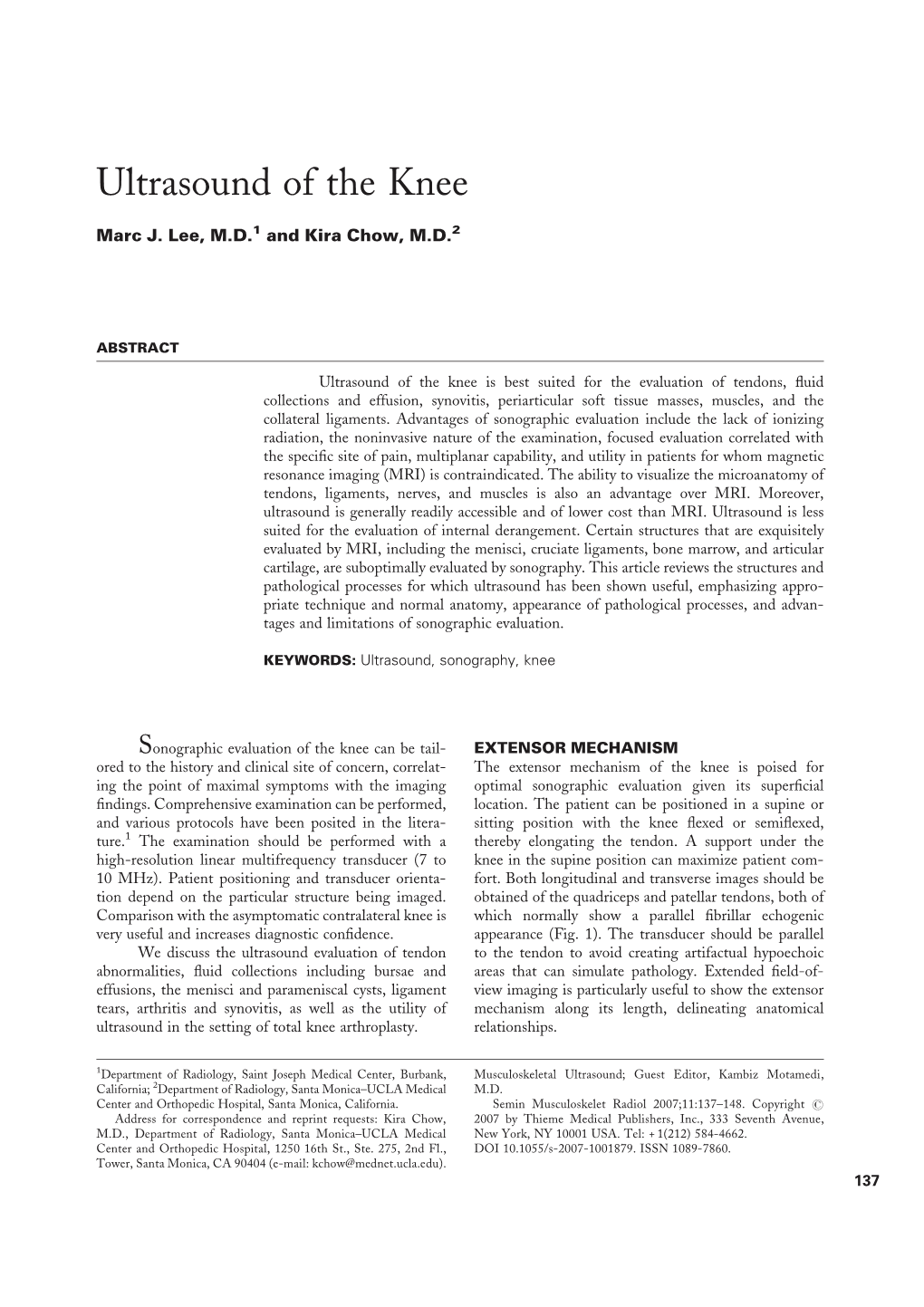 Ultrasound of the Knee