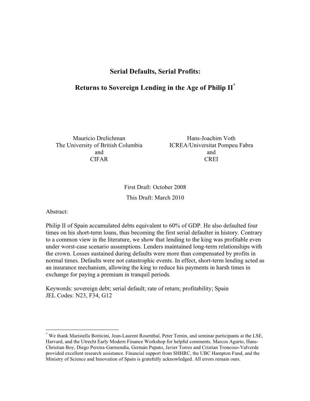 Serial Defaults, Serial Profits: Returns to Sovereign Lending in the Age Of