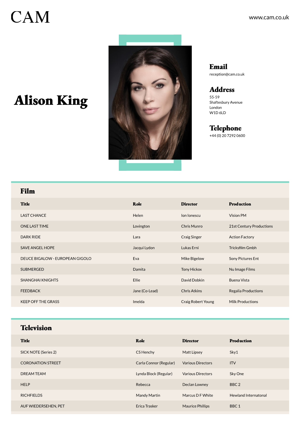 Alison King Shaftesbury Avenue London W1D 6LD