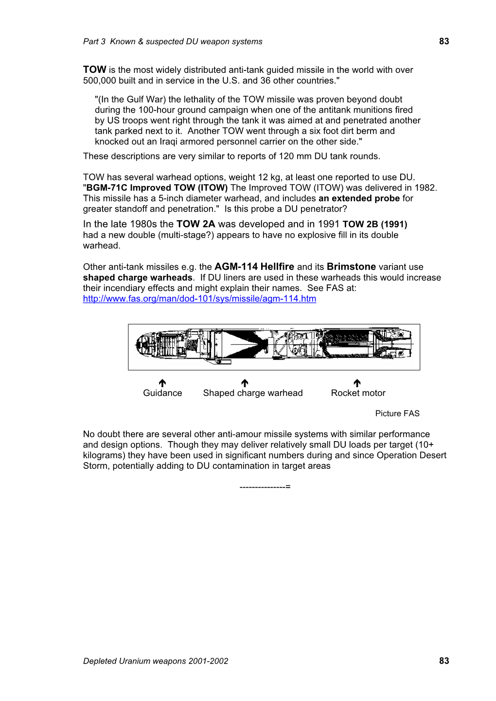 Depleted Uranium Weapons in 2001