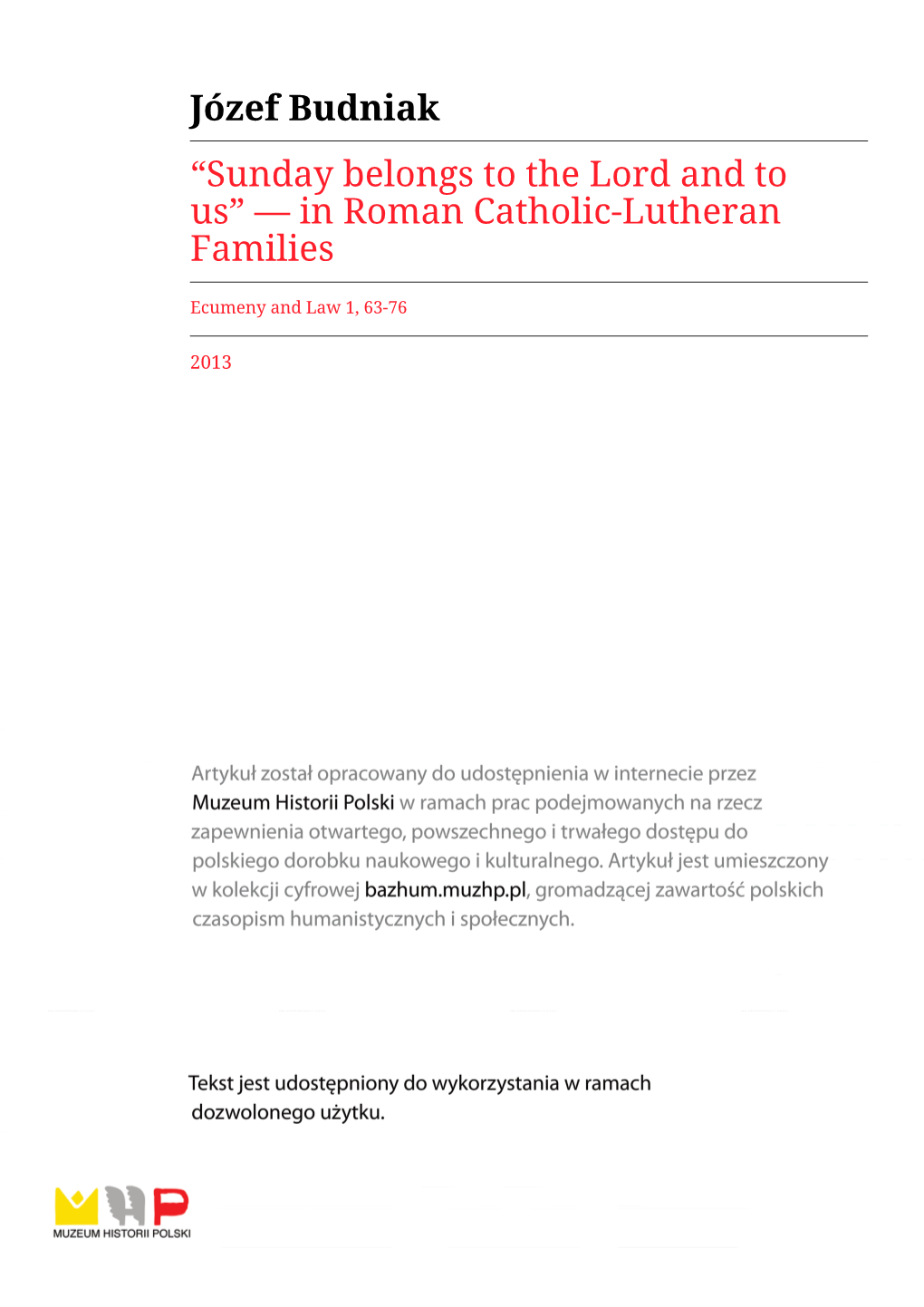 In Roman Catholic-Lutheran Families