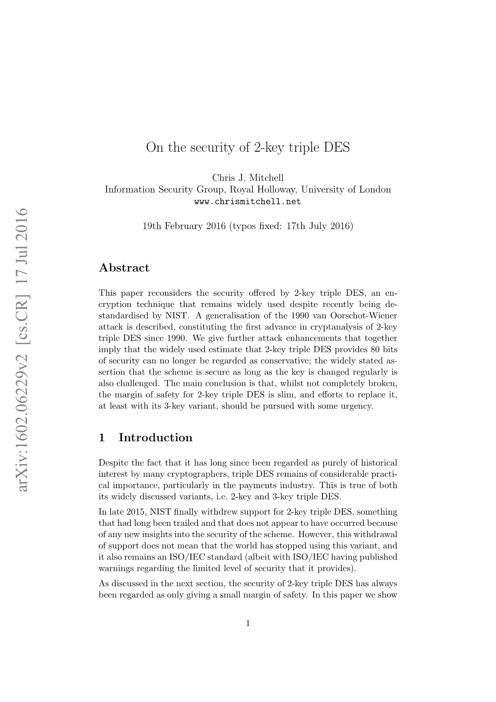 On the Security of 2-Key Triple