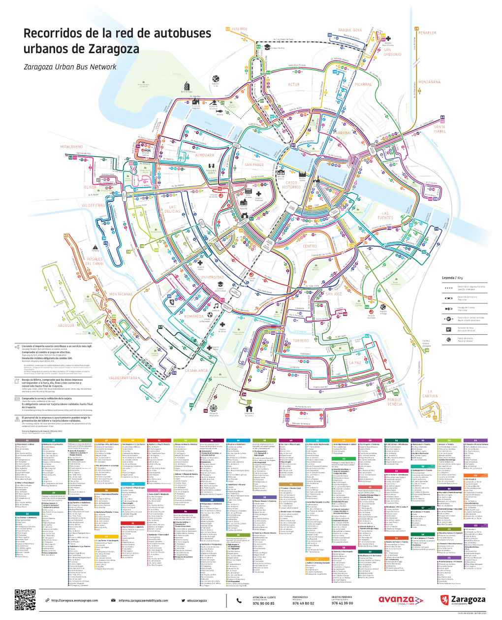 Recorridos De La Red De Autobuses Urbanos De Zaragoza