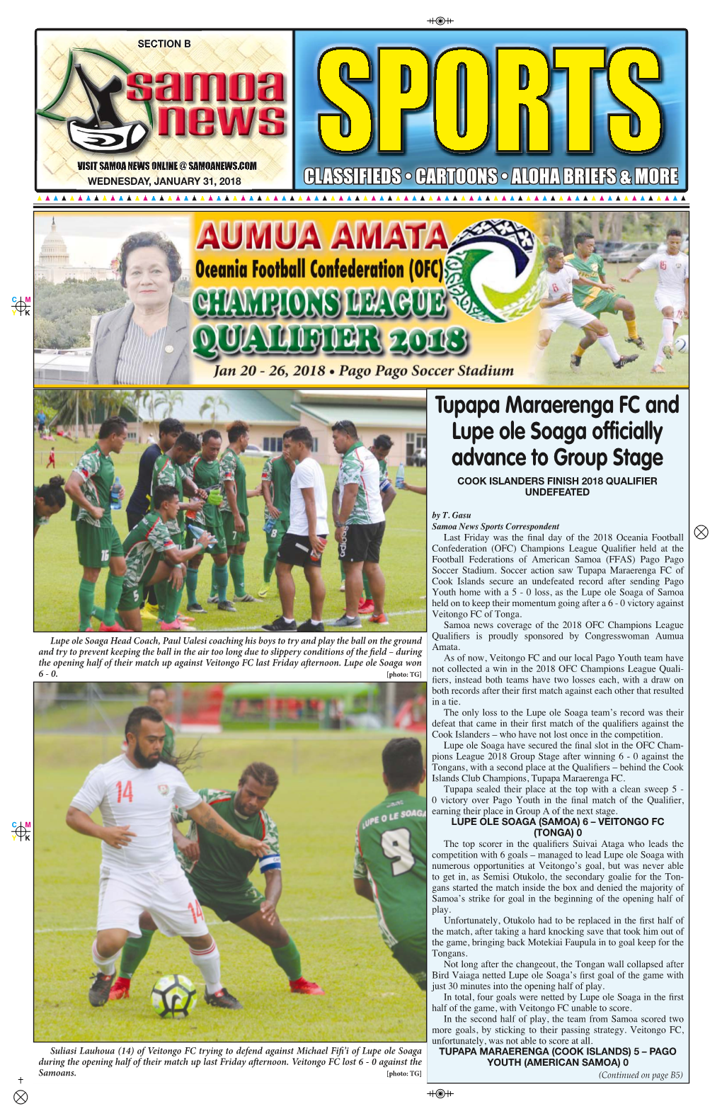 Tupapa Maraerenga FC and Lupe Ole Soaga Officially Advance to Group