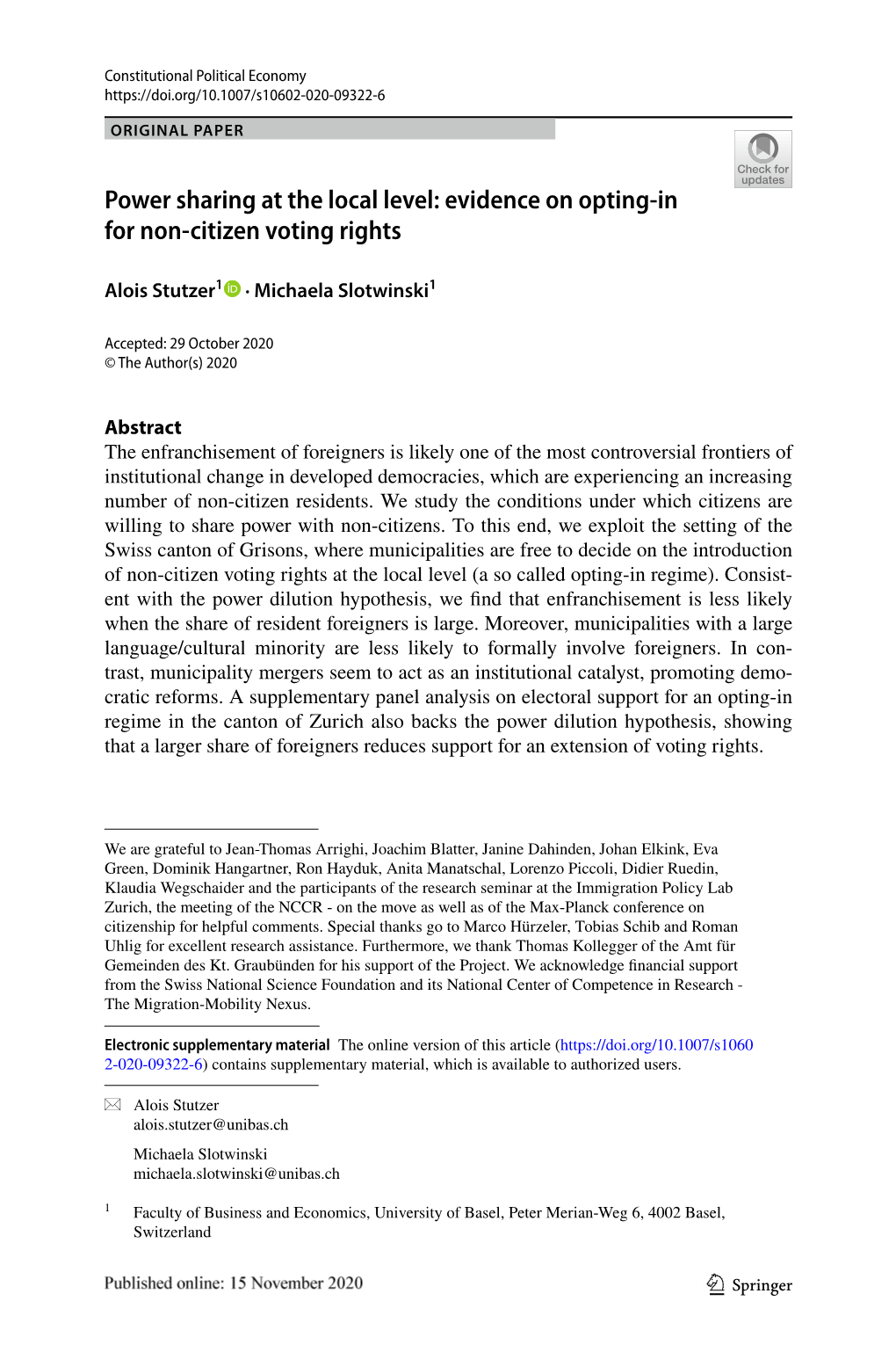 Evidence on Opting-In for Non-Citizen Voting Rights