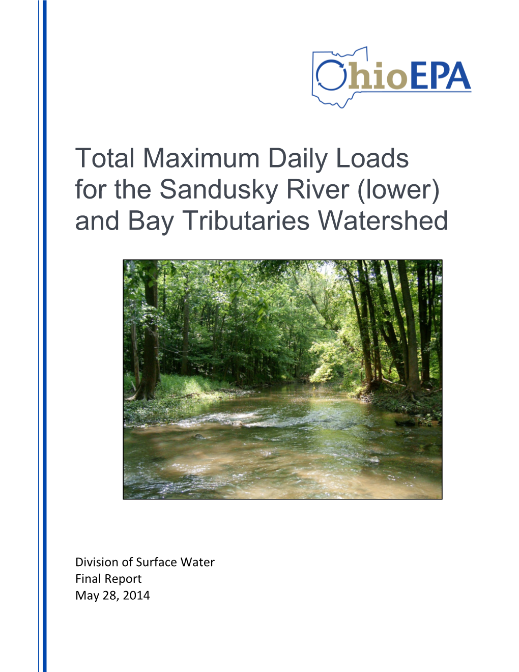 Total Maximum Daily Loads for the Sandusky River (Lower) and Bay Tributaries Watershed