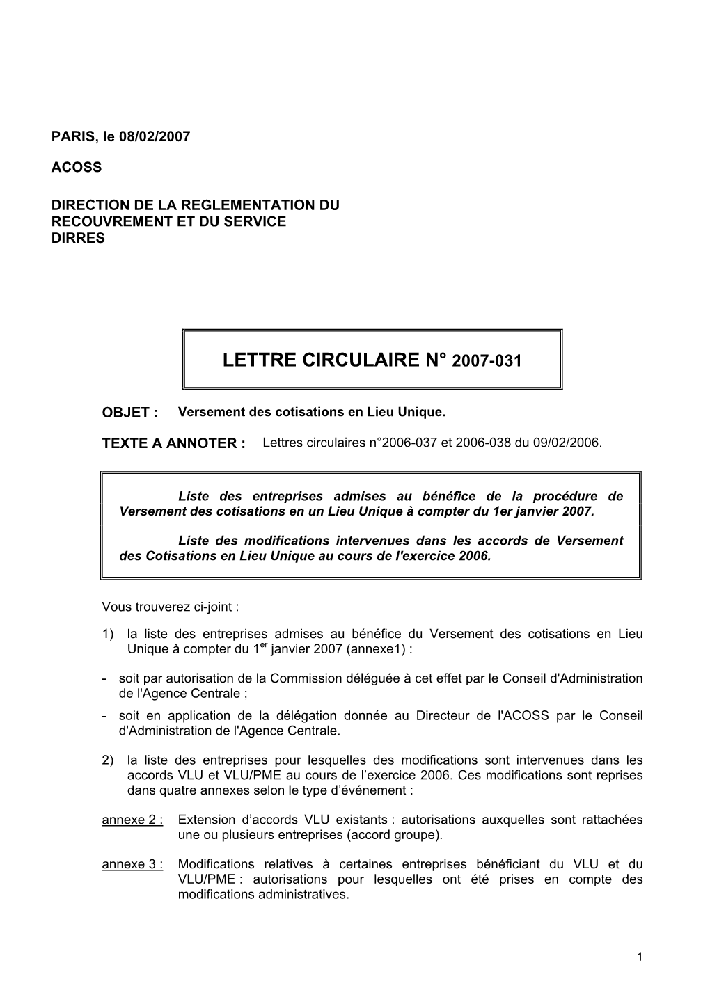 Versement Des Cotisations En Lieu Unique