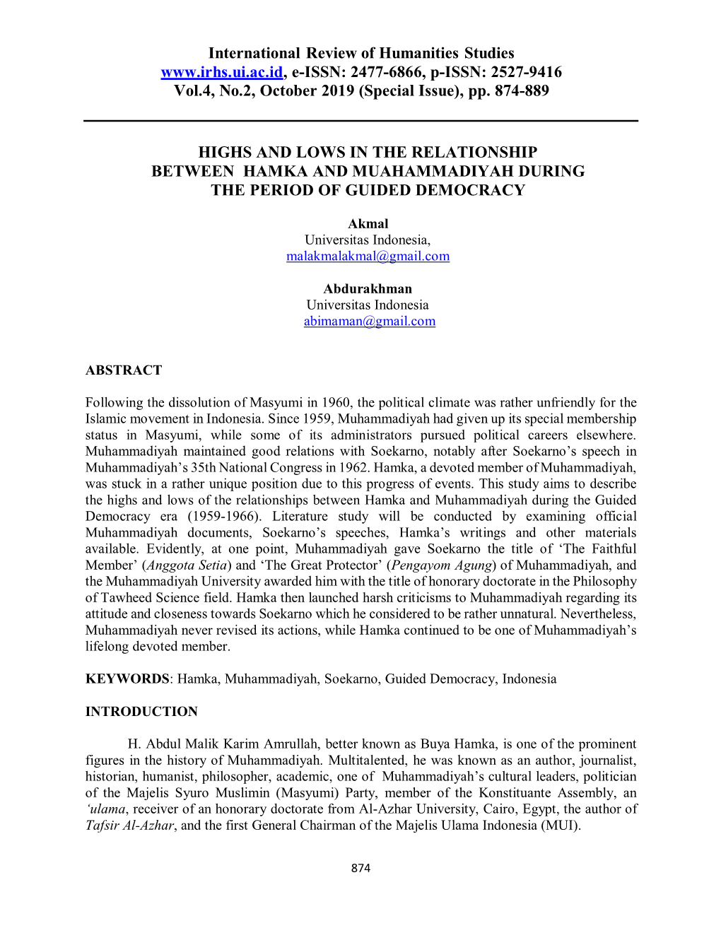 2477-6866, P-ISSN: 2527-9416 Vol.4, No.2, October 2019 (Special Issue), Pp