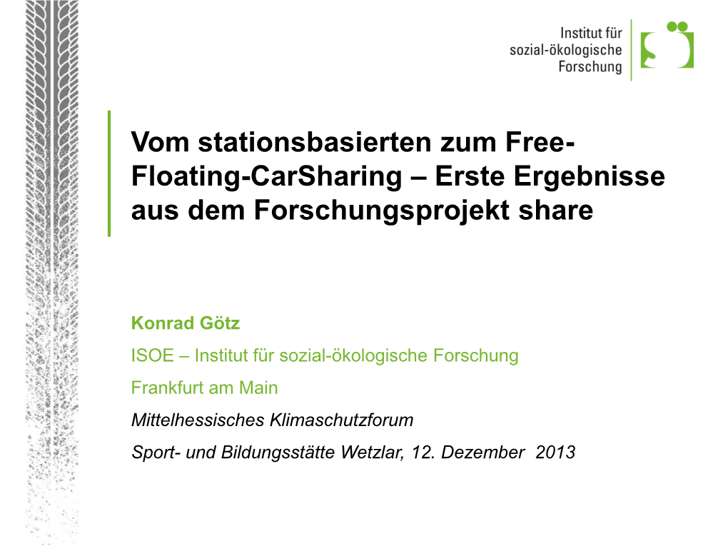 Floating-Carsharing – Erste Ergebnisse Aus Dem Forschungsprojekt Share
