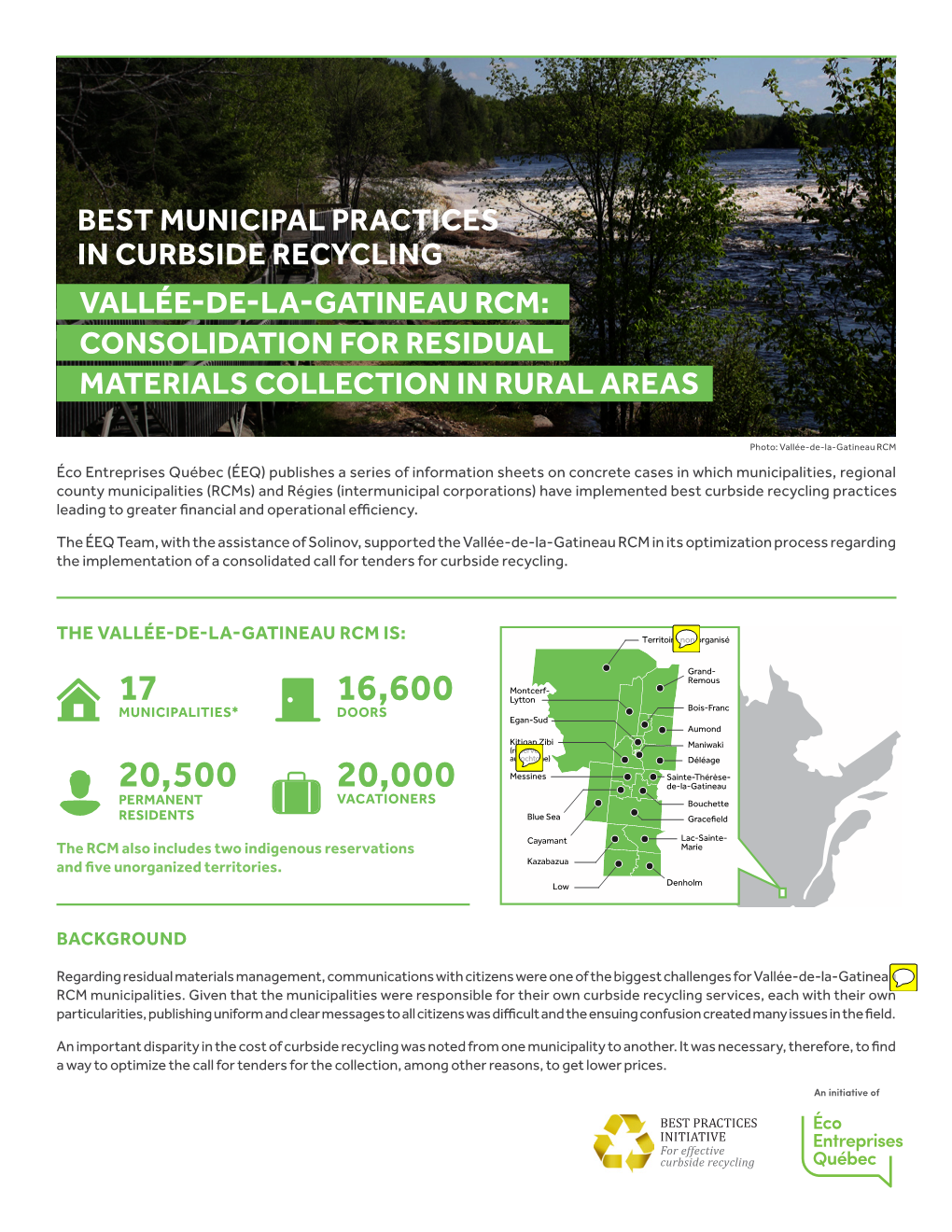 Best Municipal Practices in Curbside Recycling Vallée-De-La-Gatineau Rcm: Consolidation for Residual Materials Collection in Rural Areas