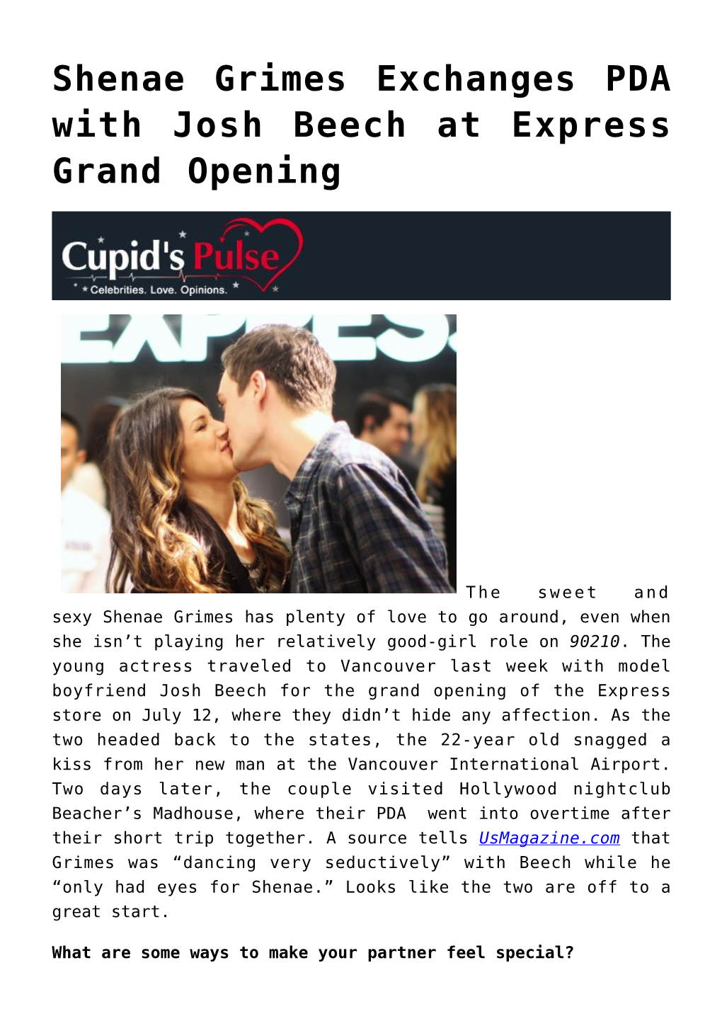 Shenae Grimes Exchanges PDA with Josh Beech at Express Grand Opening