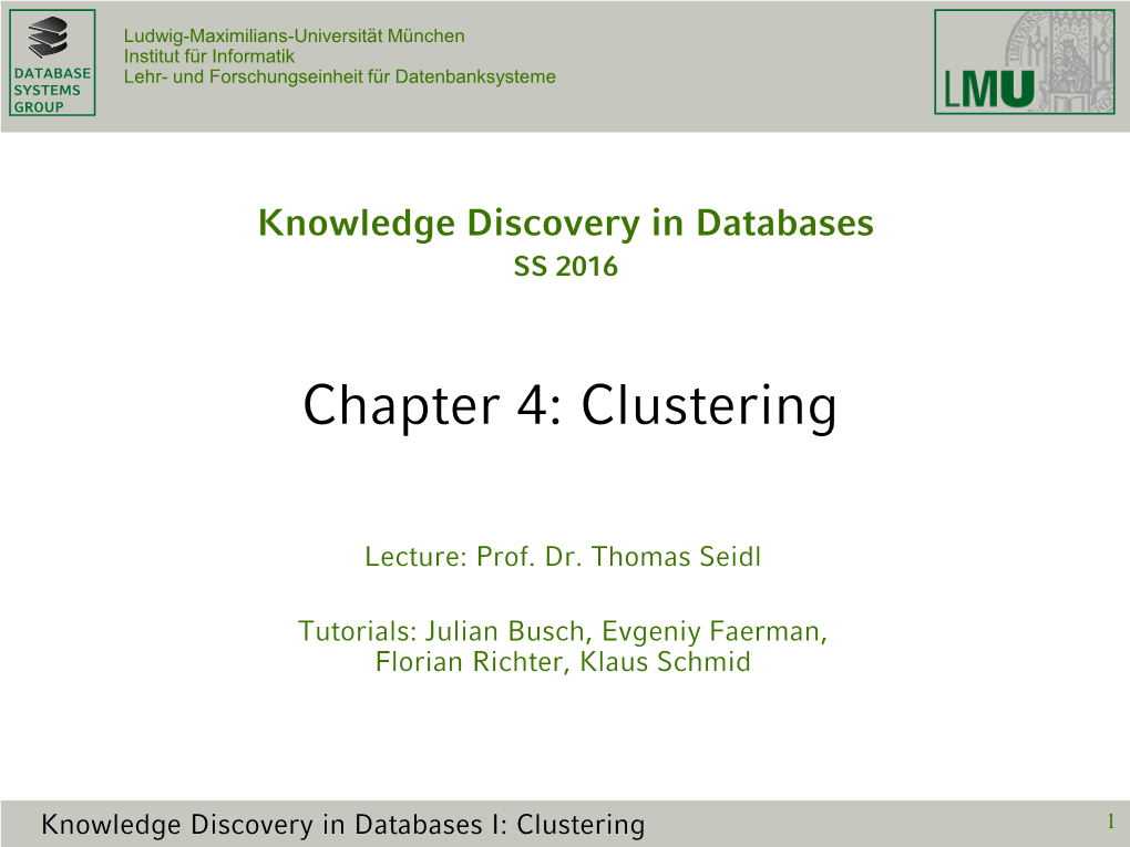 Chapter 4: Clustering