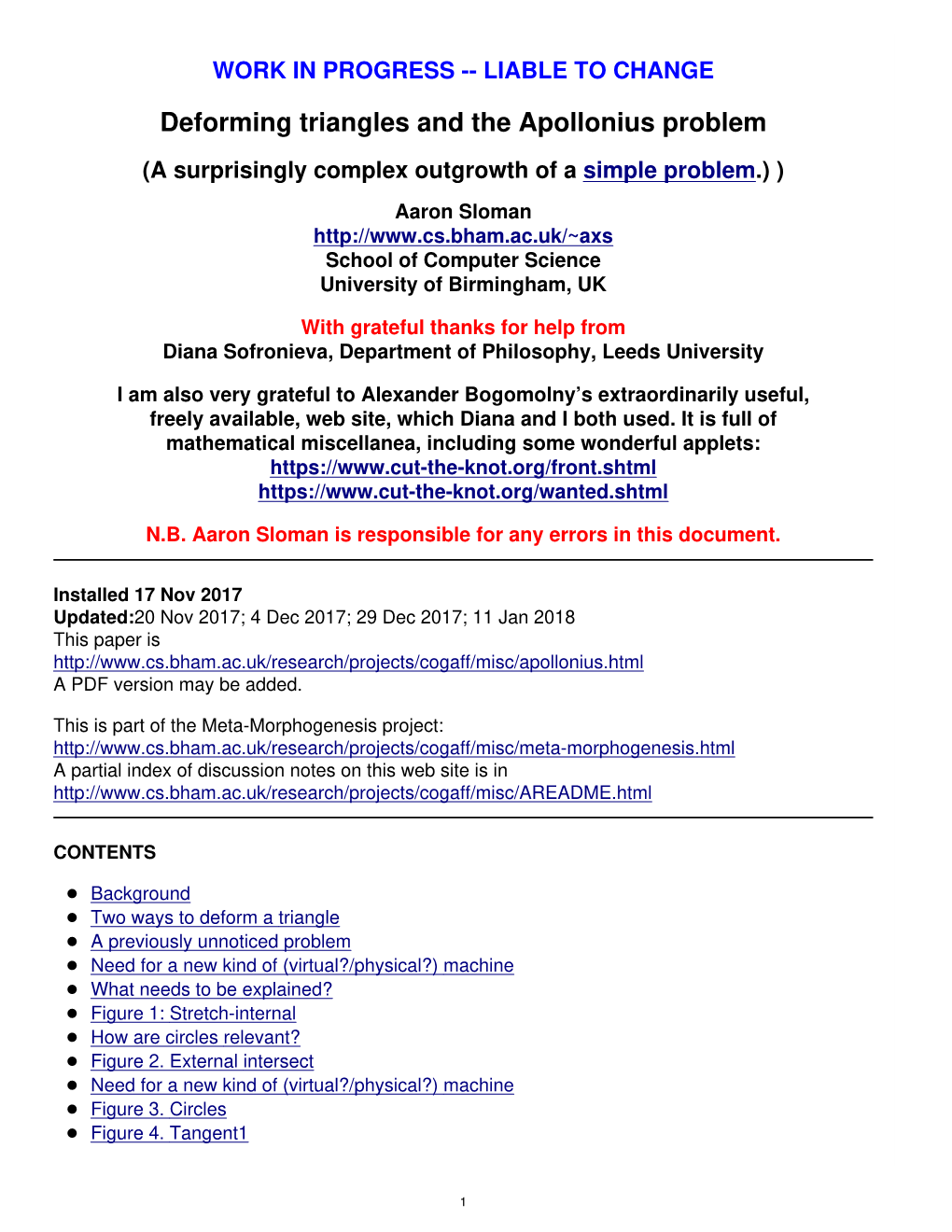 Deforming Triangles and the Apollonius Problem