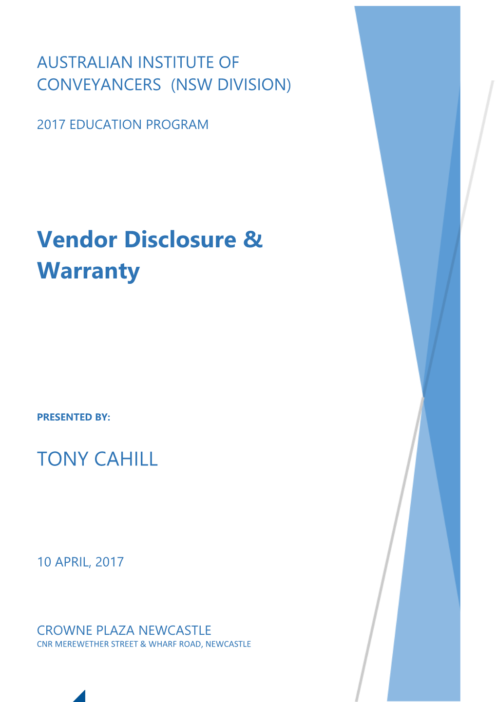 Vendor Disclosure & Warranty