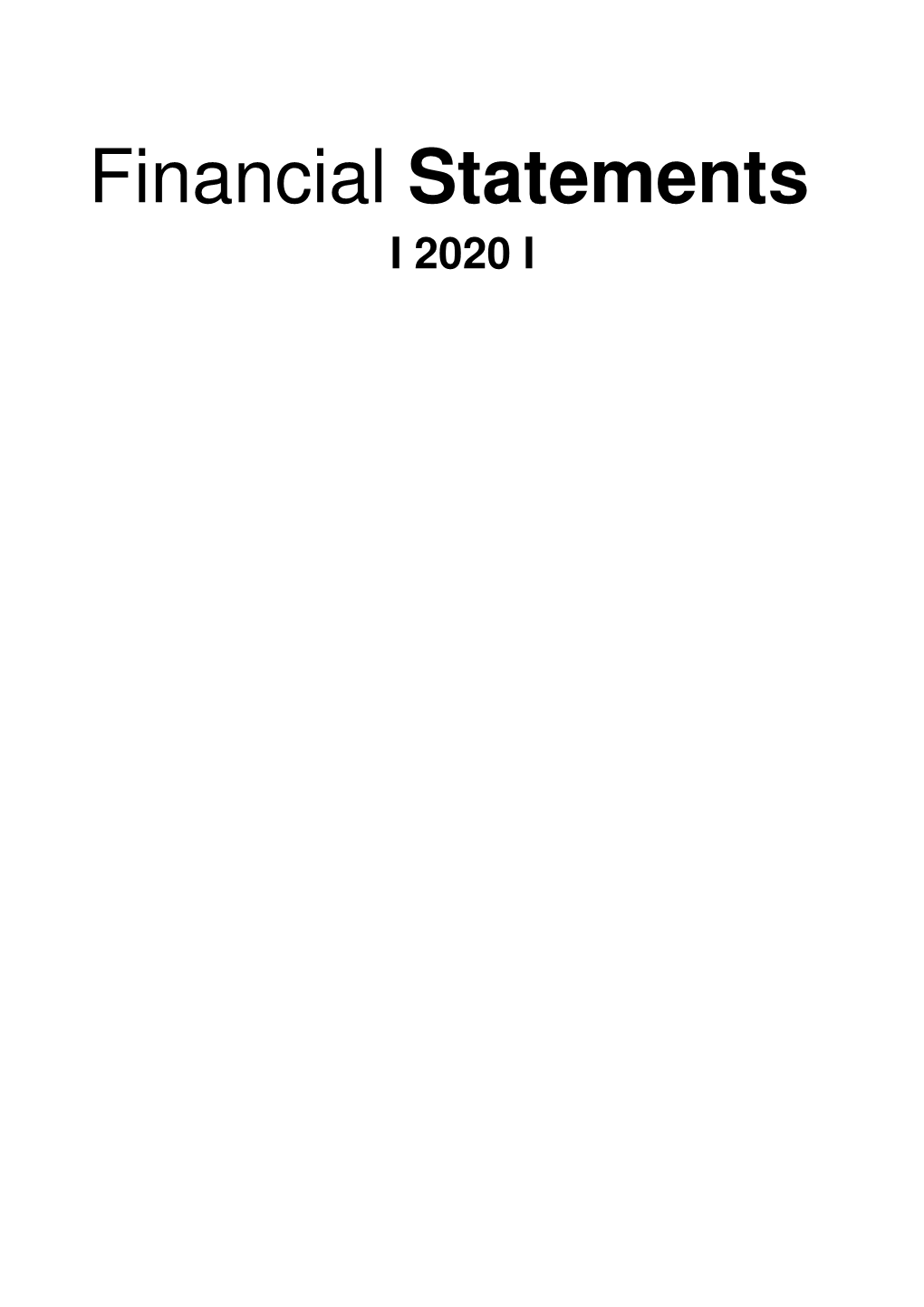 Financial Statements I 2020 I Financial Statements