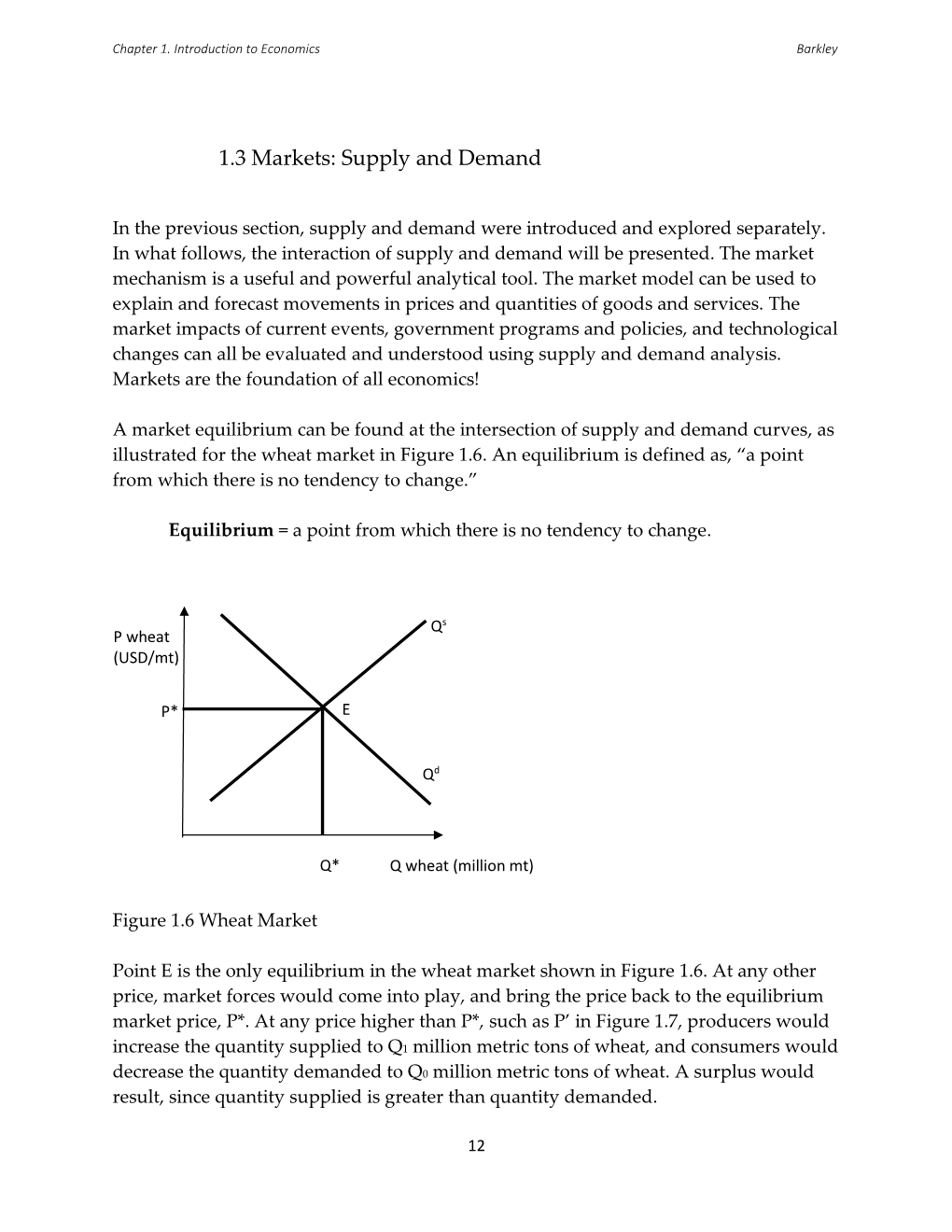 1.3 Markets: Supply and Demand