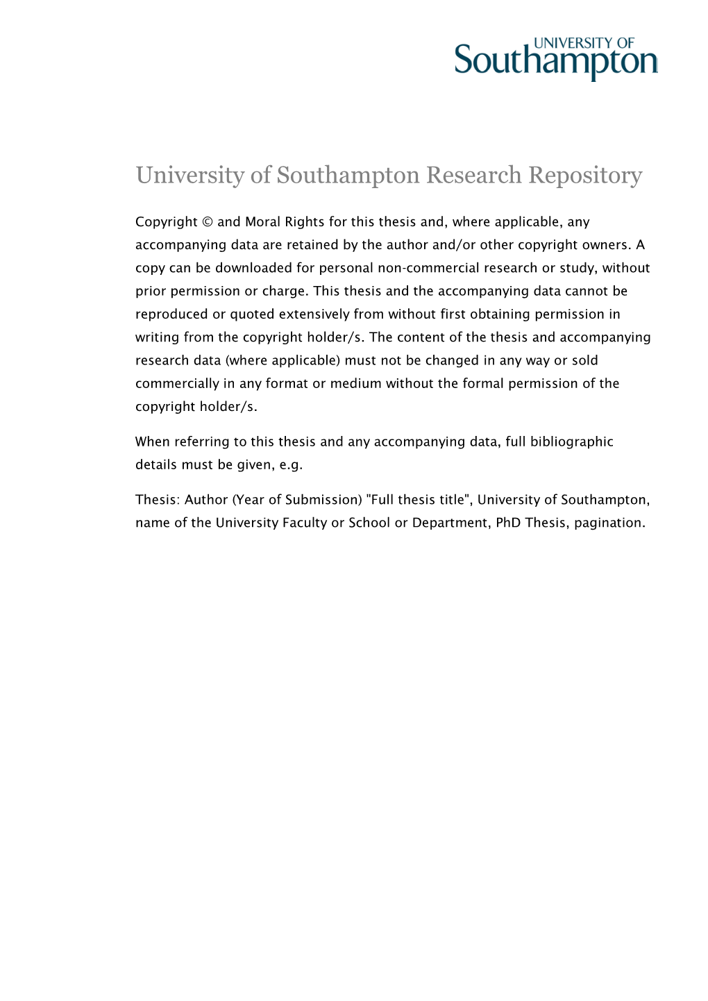 University of Southampton Research Repository