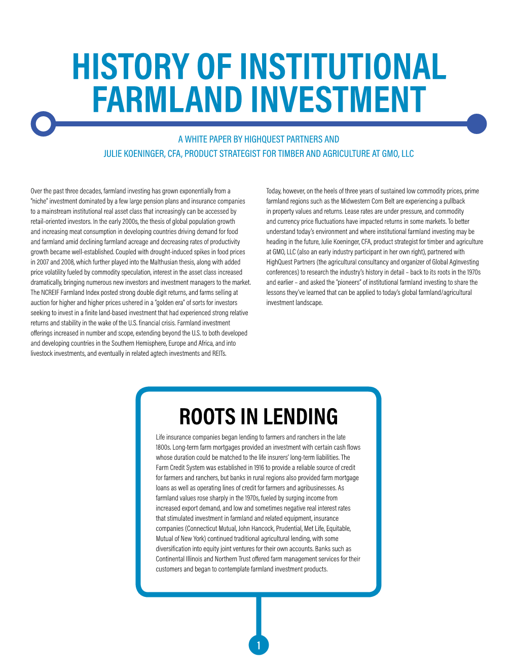 History of Institutional Farmland Investment