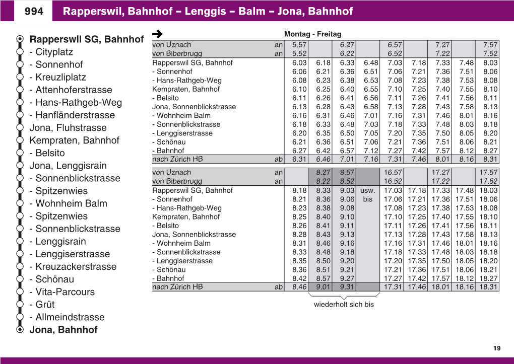 Rapperswil, Bahnhof Lenggis Jona, Bahnhof L, Bhf