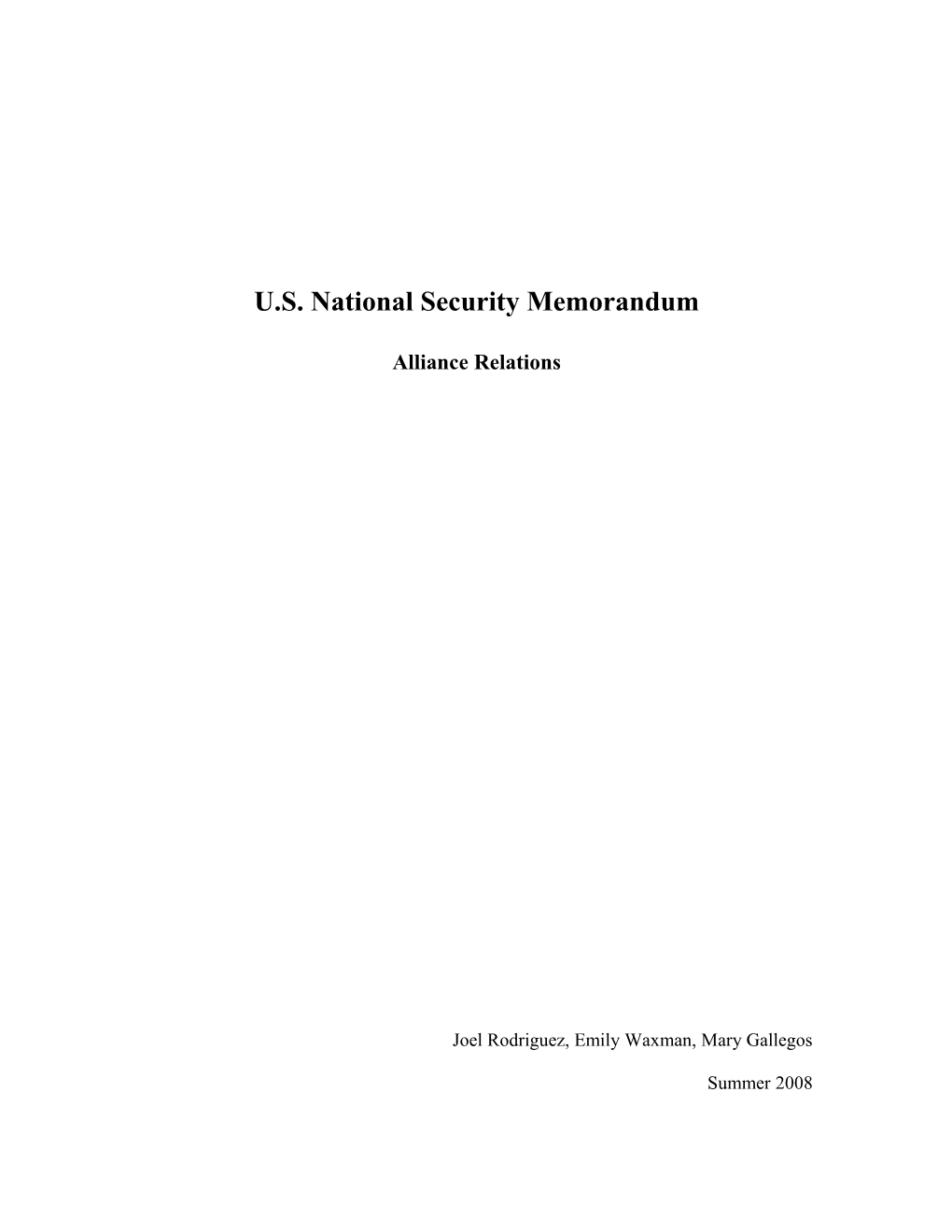 U.S. National Security Memorandum