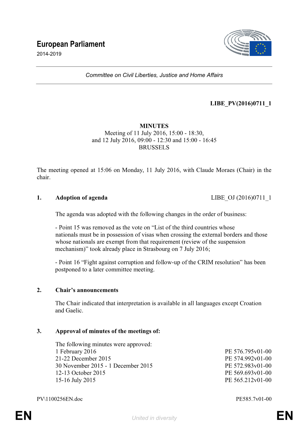 1. European Travel Document for the Return of Illegally Staying Third-Country Nationals LIBE/8/05339 ***I