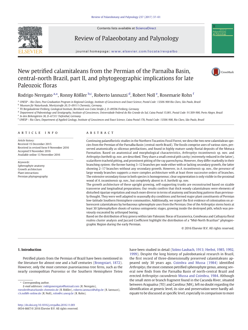 Review of Palaeobotany and Palynology 237 (2017) 37–61