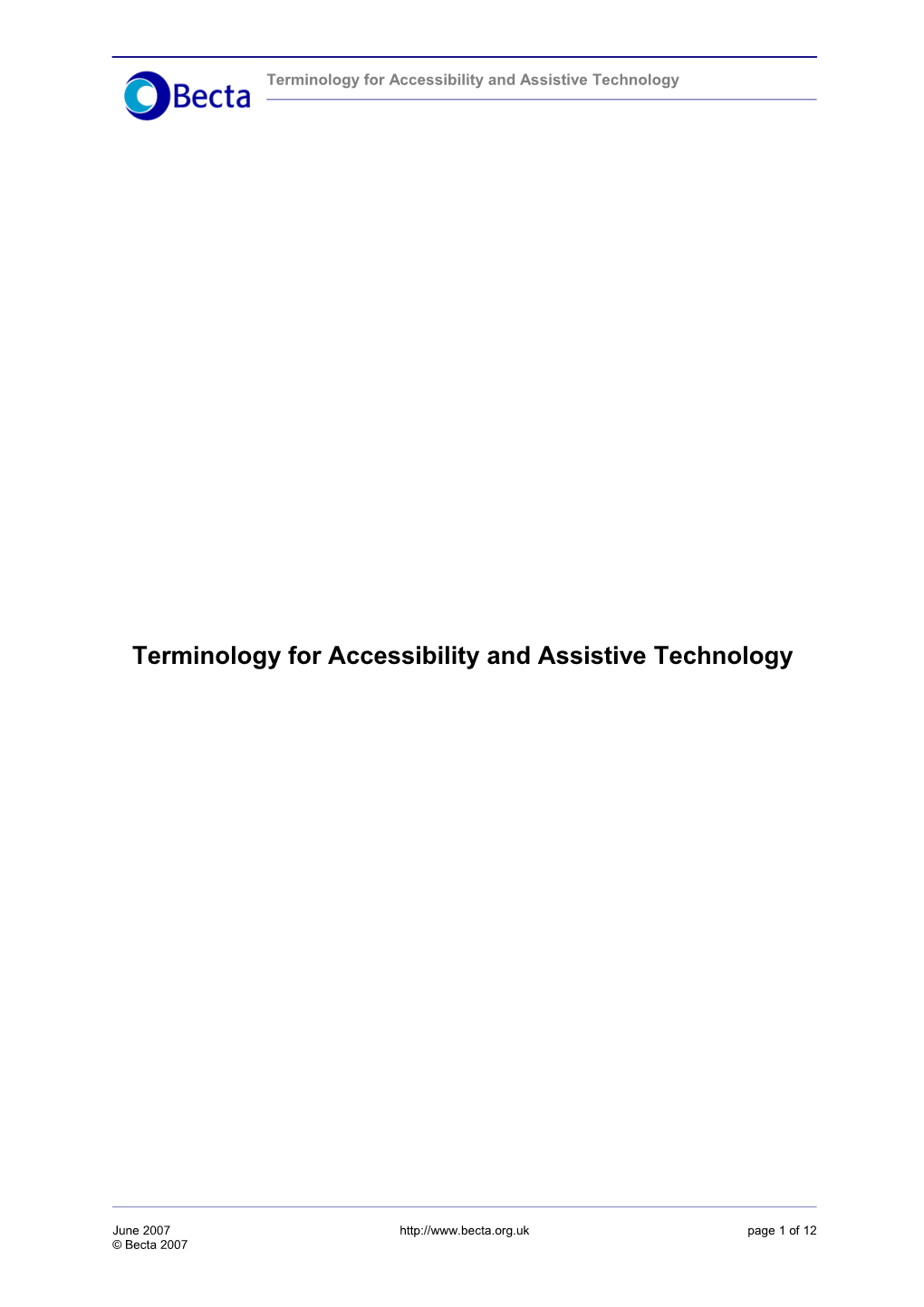 Terminology for Accessibility and Assistive Technology