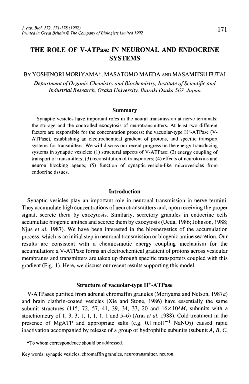 THE ROLE of V-Atpase in NEURONAL and ENDOCRINE SYSTEMS