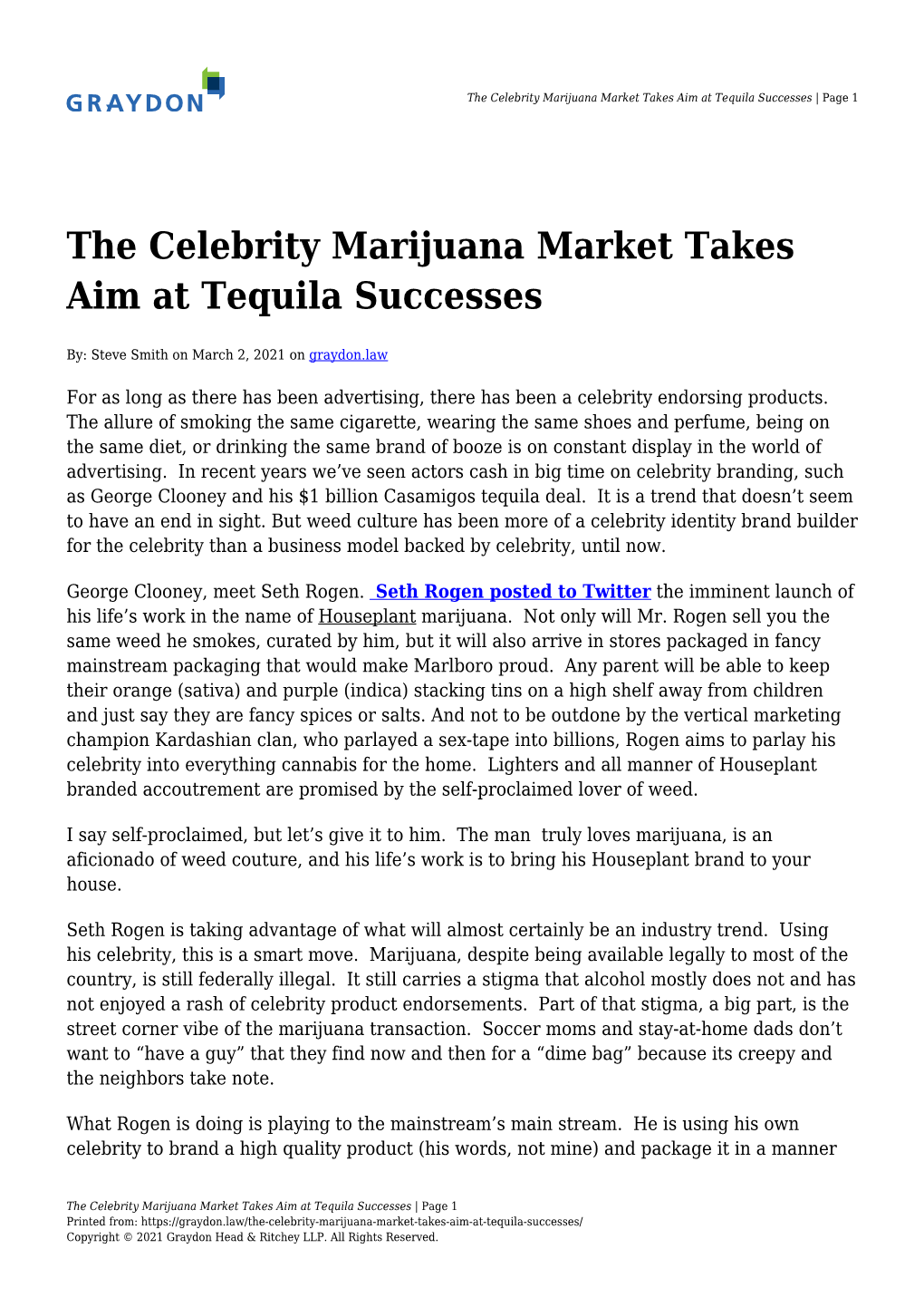 The Celebrity Marijuana Market Takes Aim at Tequila Successes | Page 1