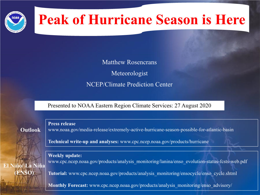 Peak of Hurricane Season Is Here