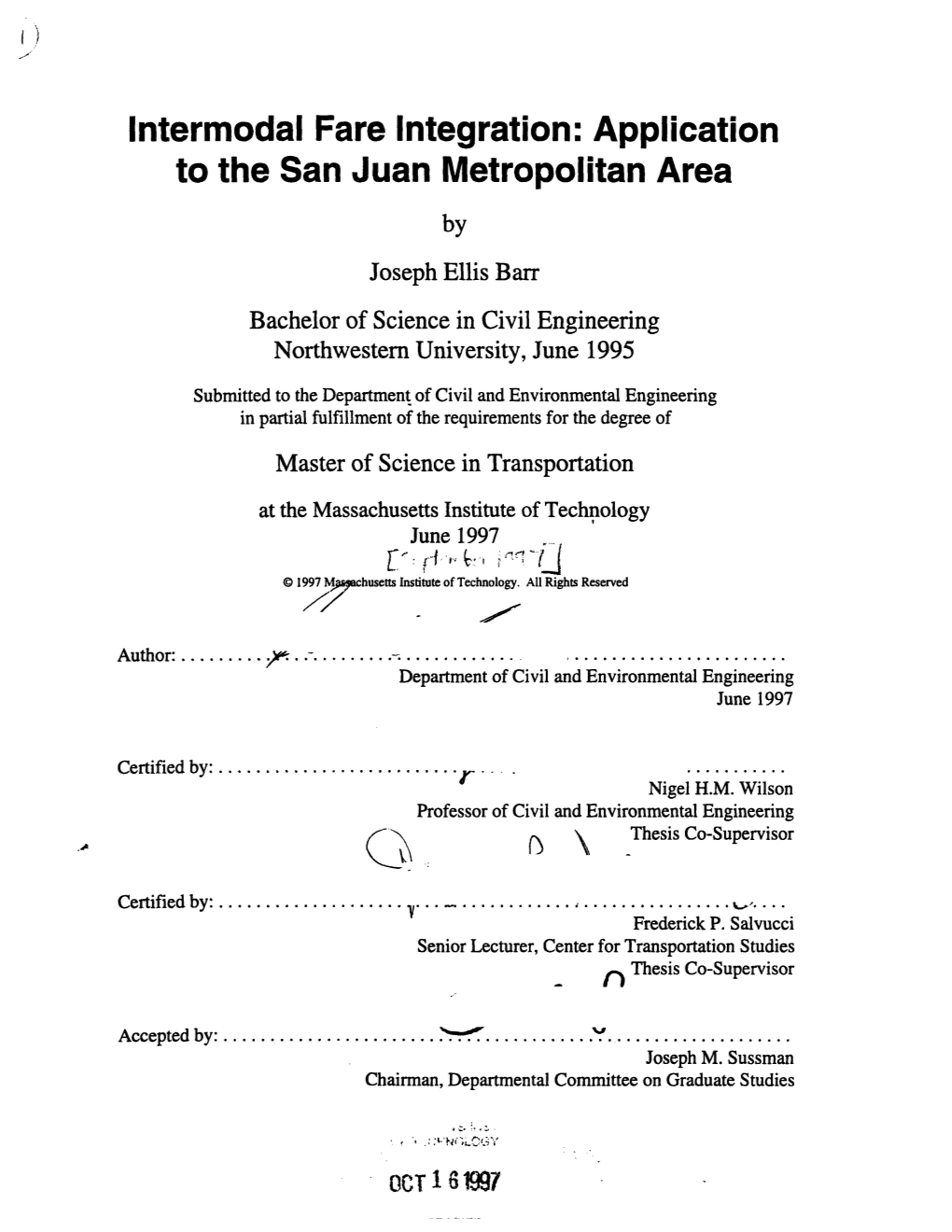 Intermodal Fare Integration: Application to the San Juan