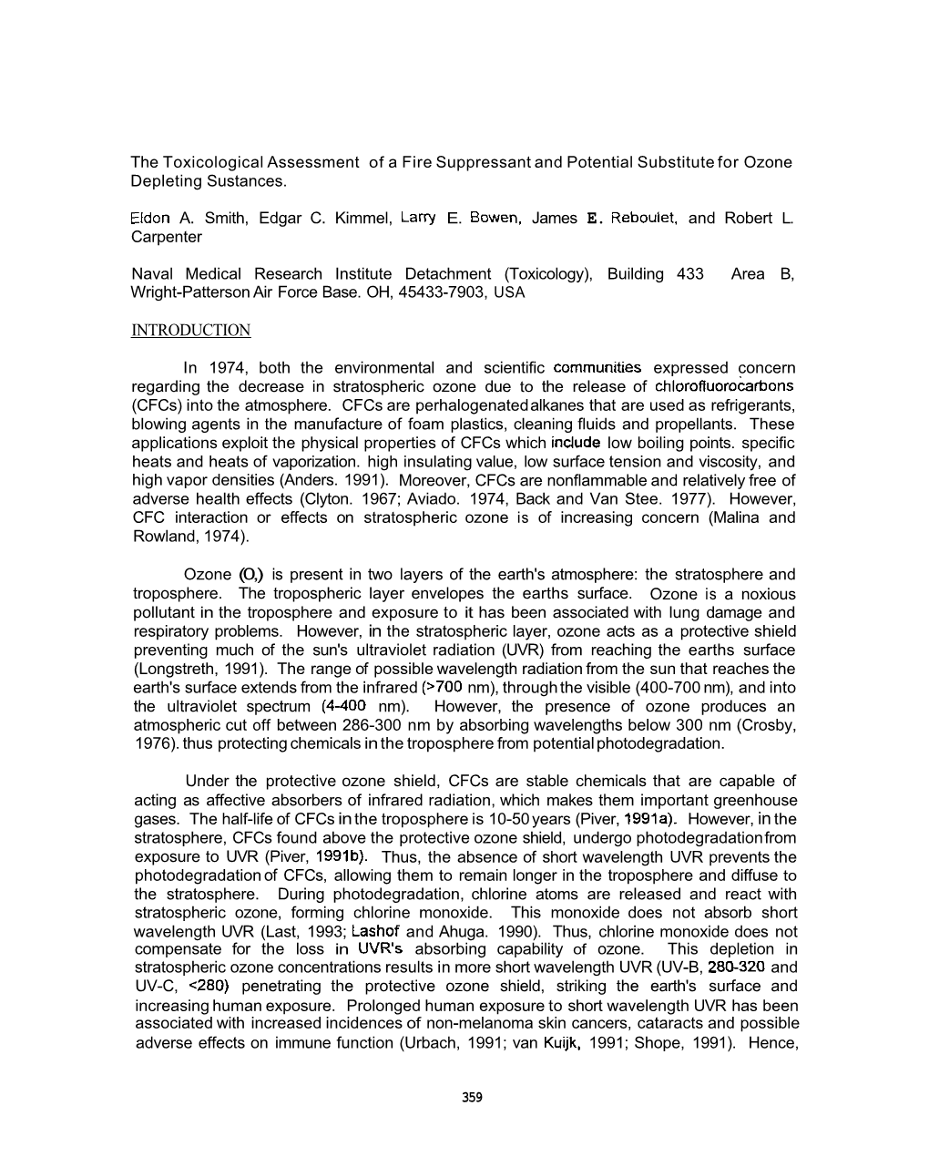 Toxicological Assessment of a Fire Suppressant and Potential Substitute for Ozone Depleting Sustances