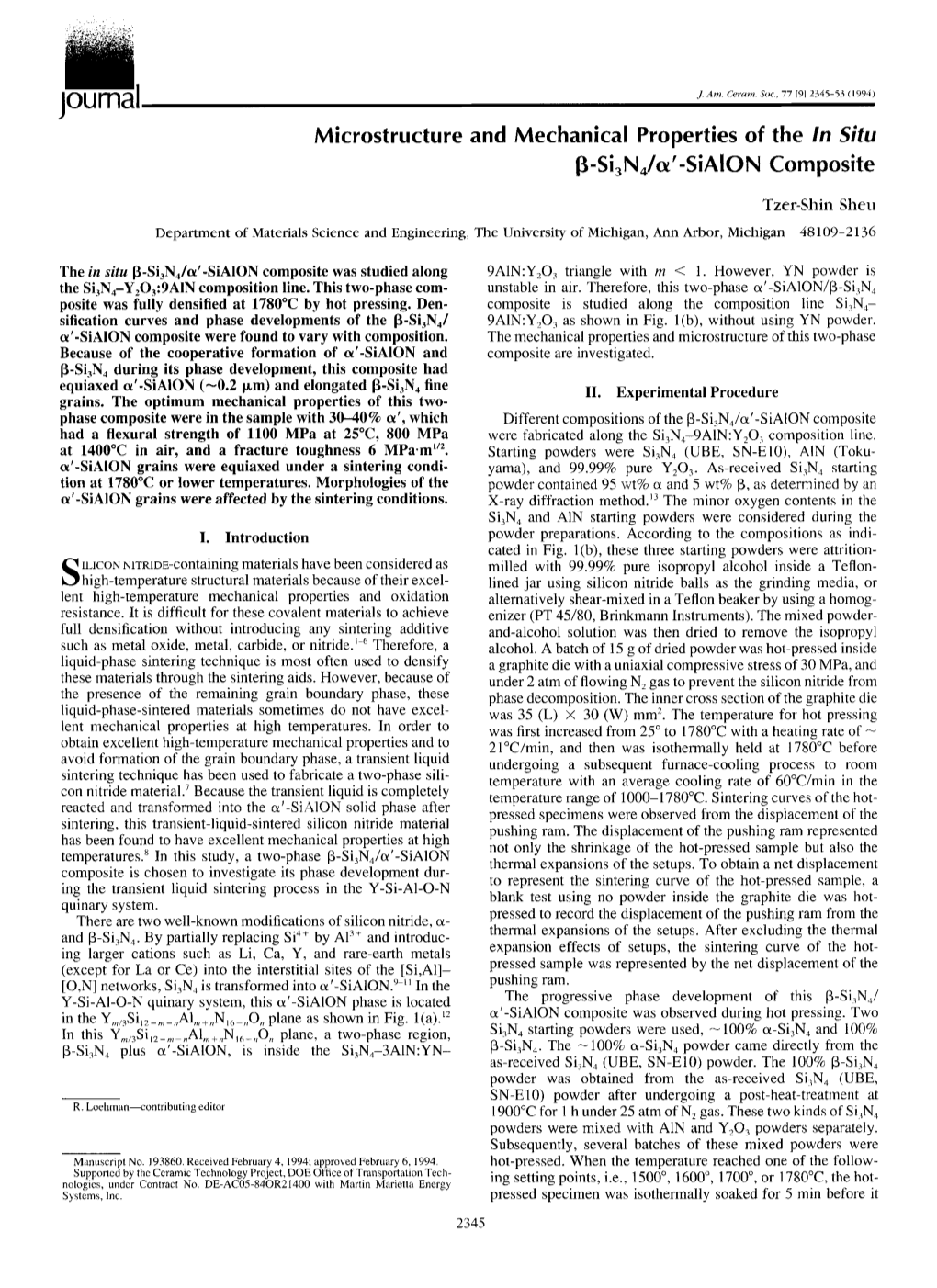 Sialon Composite Was Observed During Hot Pressing