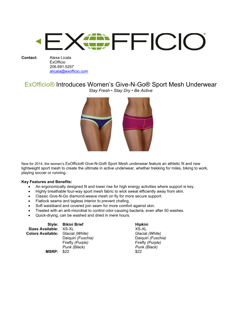 Exofficio® Introduces Women's Give-N-Go® Sport Mesh Underwear