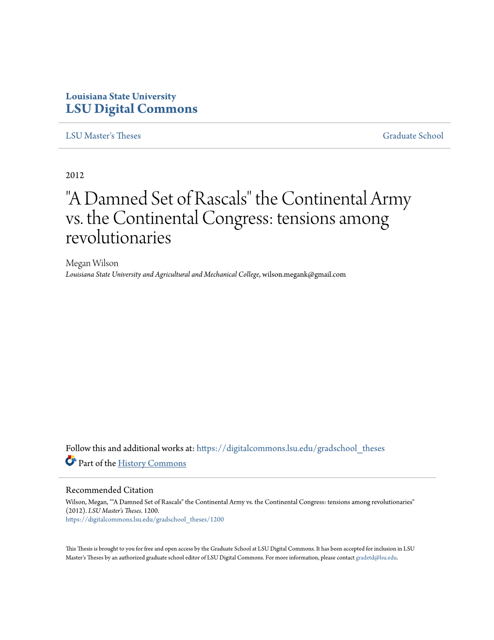 The Continental Army Vs. the Continental Congress