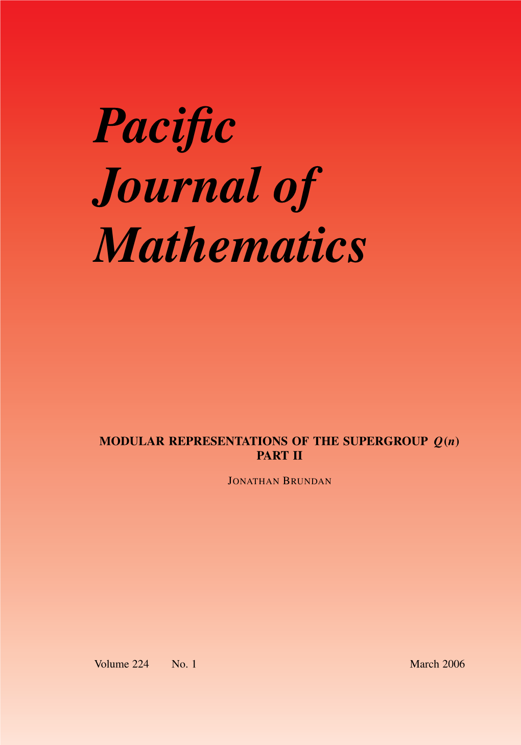 Modular Representations of the Supergroup Q(N)Part II