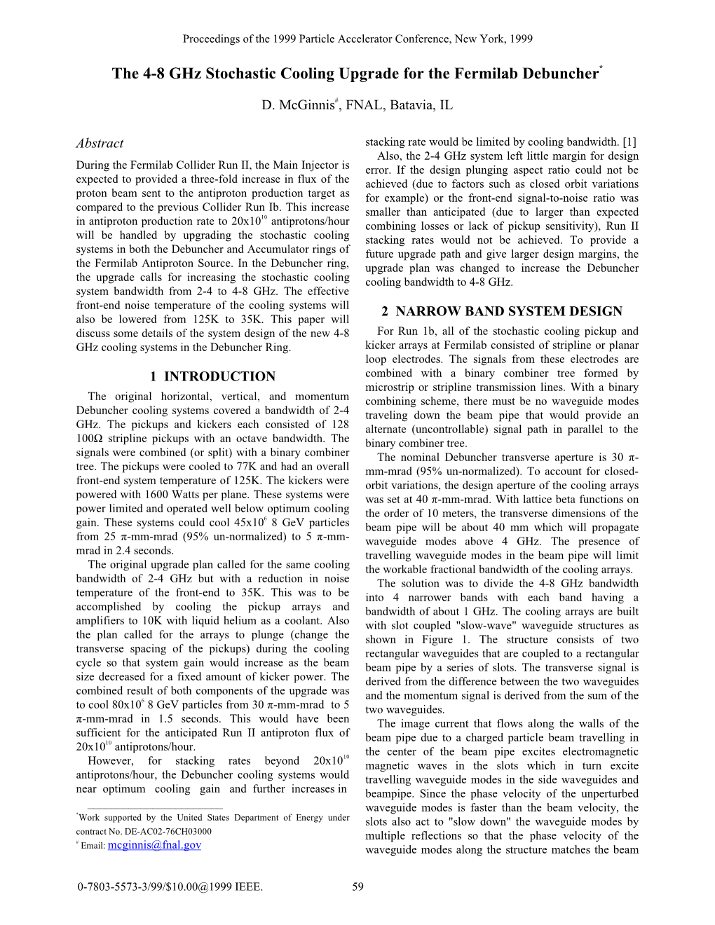 The 4-8 Ghz Stochastic Cooling Upgrade for the Fermilab Debuncher*