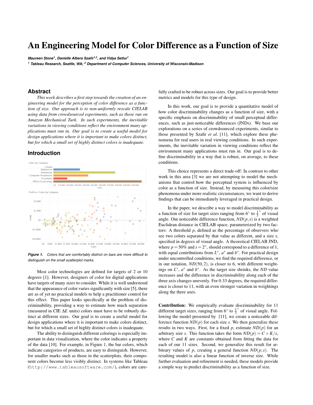 An Engineering Model for Color Difference As a Function of Size