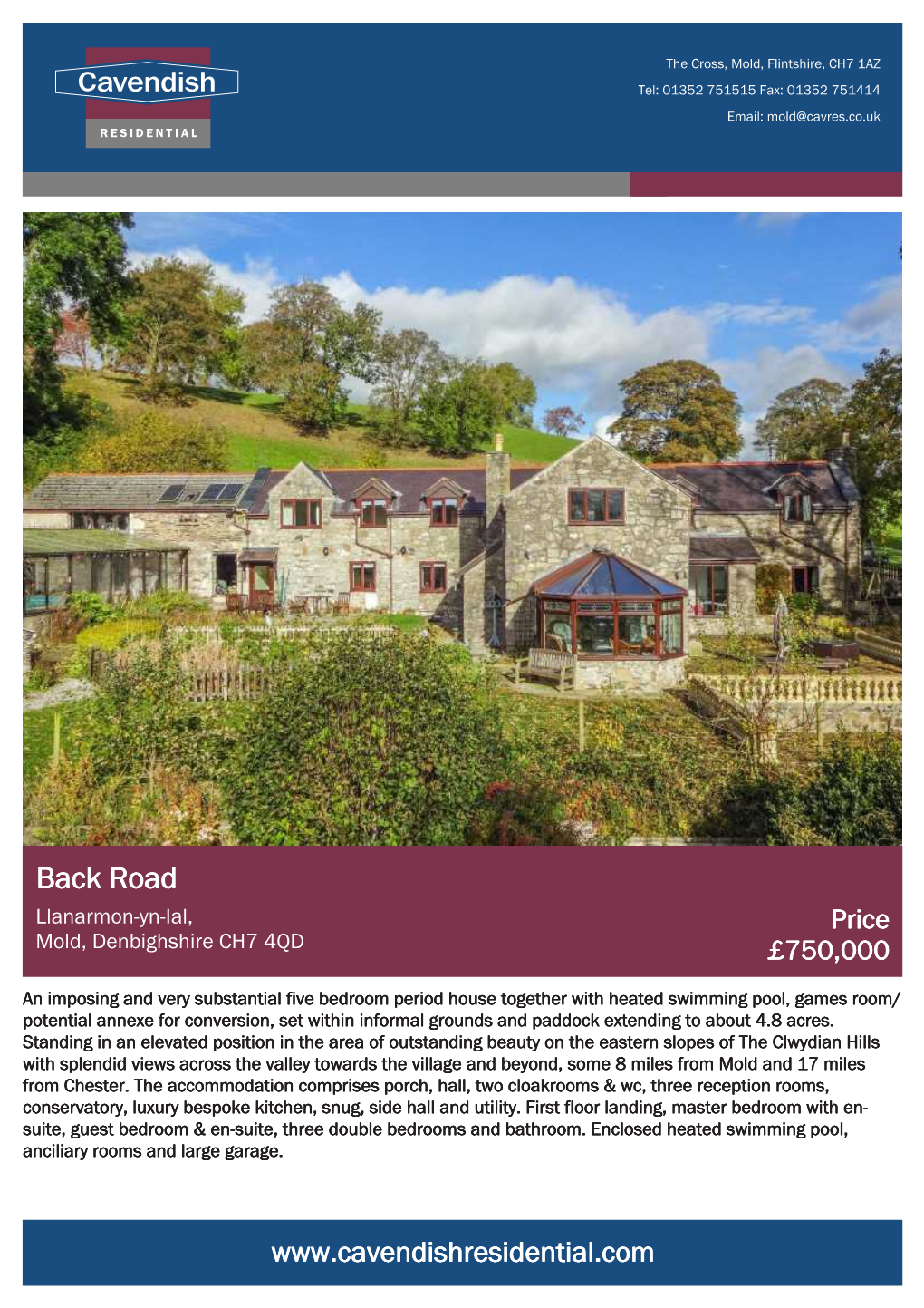 Back Road Llanarmon-Yn-Ial, Price Mold, Denbighshire CH7 4QD £750,000